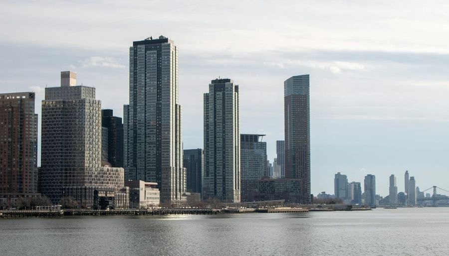 Modern city skyline with residential towers